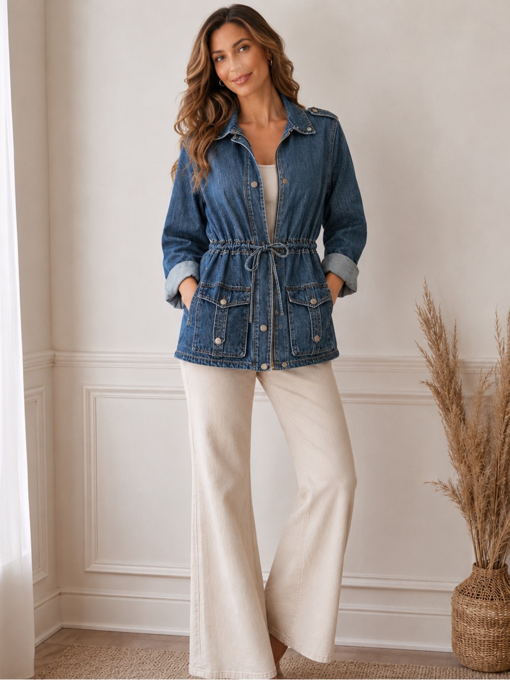 SACADA Sport Blue Denim Jacket Coat Womens Size XL EU 44 used 1 time